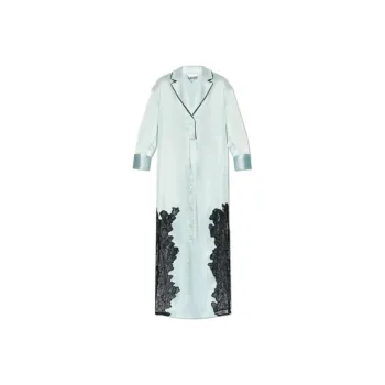 GANNI Lace panelled Satin Shirtdress