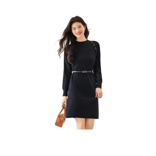 CARBAMMI Long Sleeved Dresses Women's Black