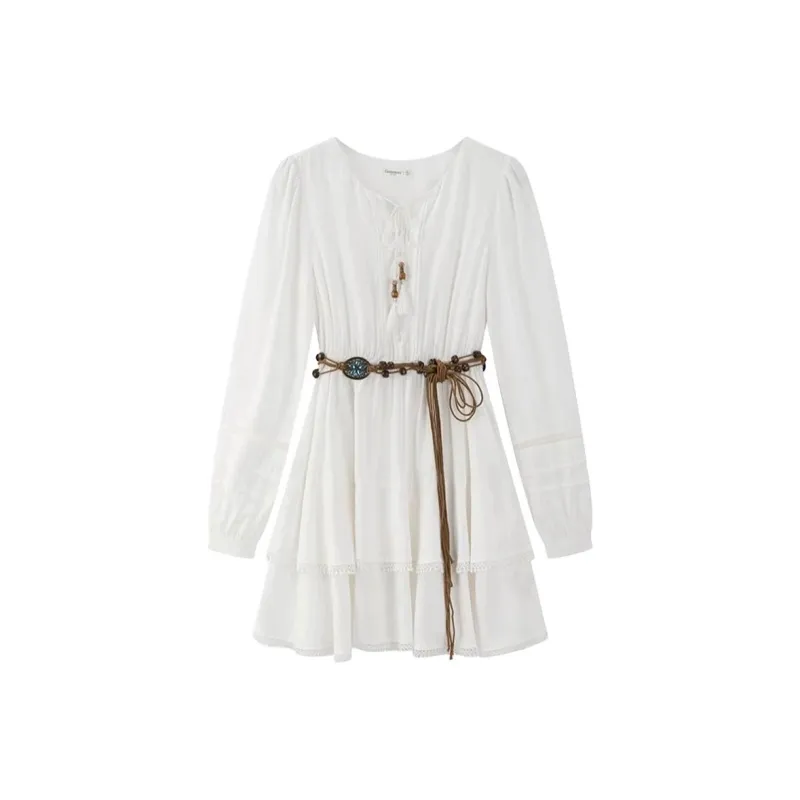 KEAB Long-Sleeved Dresses Women's White-0
