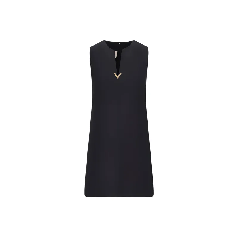 Valentino Logo Plaque Sleeveless Dress-0