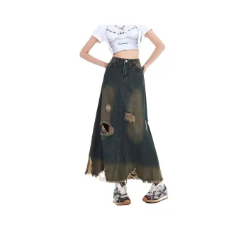 Kele Coco Denim Long Skirt Women's Vintage Blue