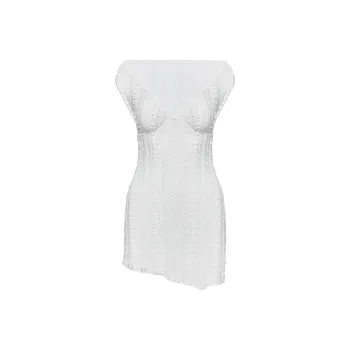 PRINCESS POLLY Breezy Off The Shoulder Mini Dress Short Sleeved Dress Women's White/White