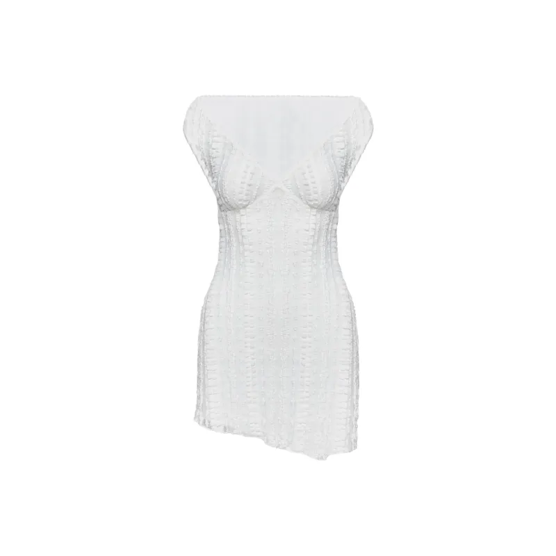 PRINCESS POLLY Breezy Off The Shoulder Mini Dress Short Sleeved Dress Women's White/White-0