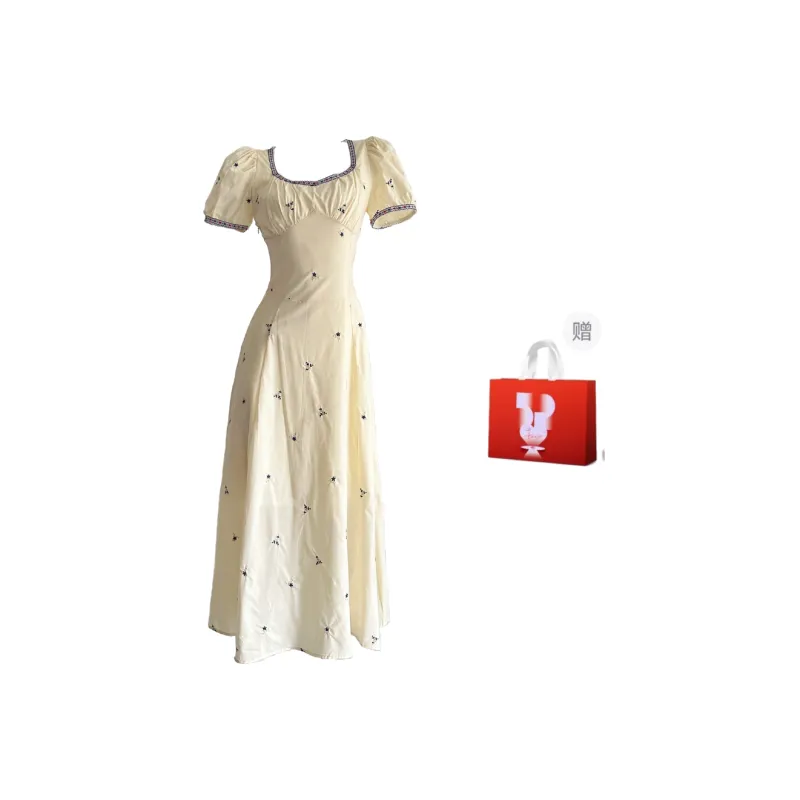 GLEE DIARY Short Sleeved Dress Women's Apricot-2