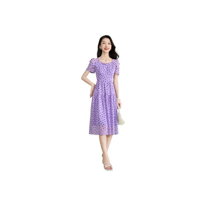 Mylan Short Sleeved Dresses Women's Purple-0