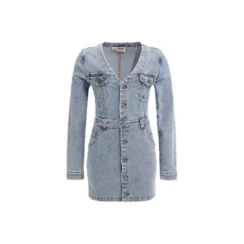 GUESS Long-Sleeved Dresses Women's Light Blue