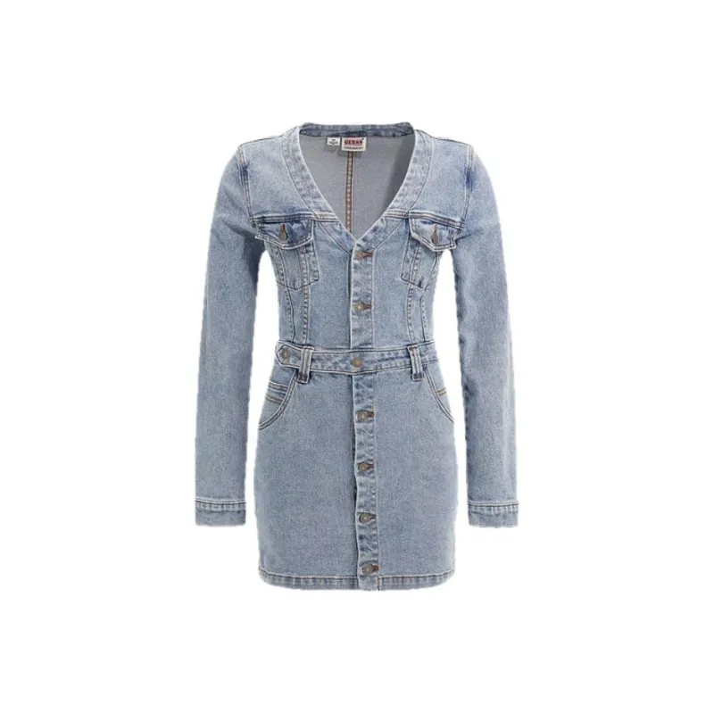 GUESS Long-Sleeved Dresses Women's Light Blue-0