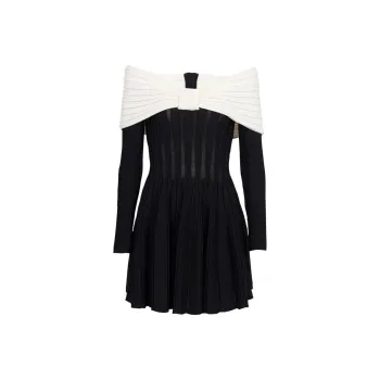 BALMAIN Off The Shoulder Skater Dress