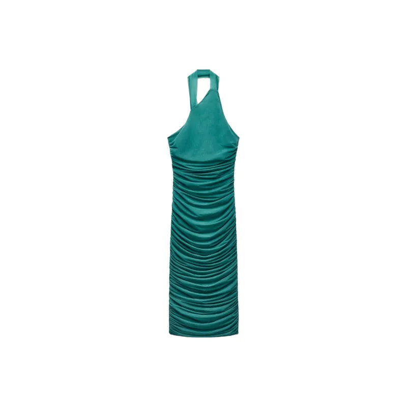 ZARA Sleeveless Dress Women's Green Blue-0