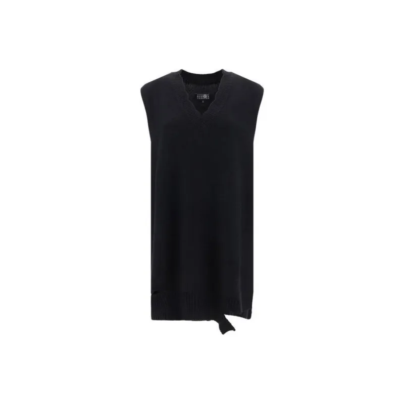 MM6 Maison Margiela V Neck Sleeveless Mini Dress-0