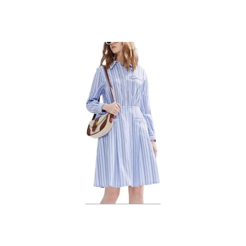 DKNY Long Sleeved Dress Women's Blue-0