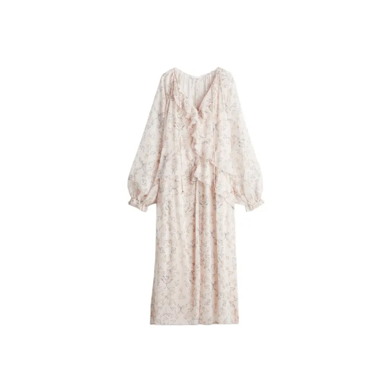 H&M Long-Sleeved Dresses Women's Pink/Pattern-0