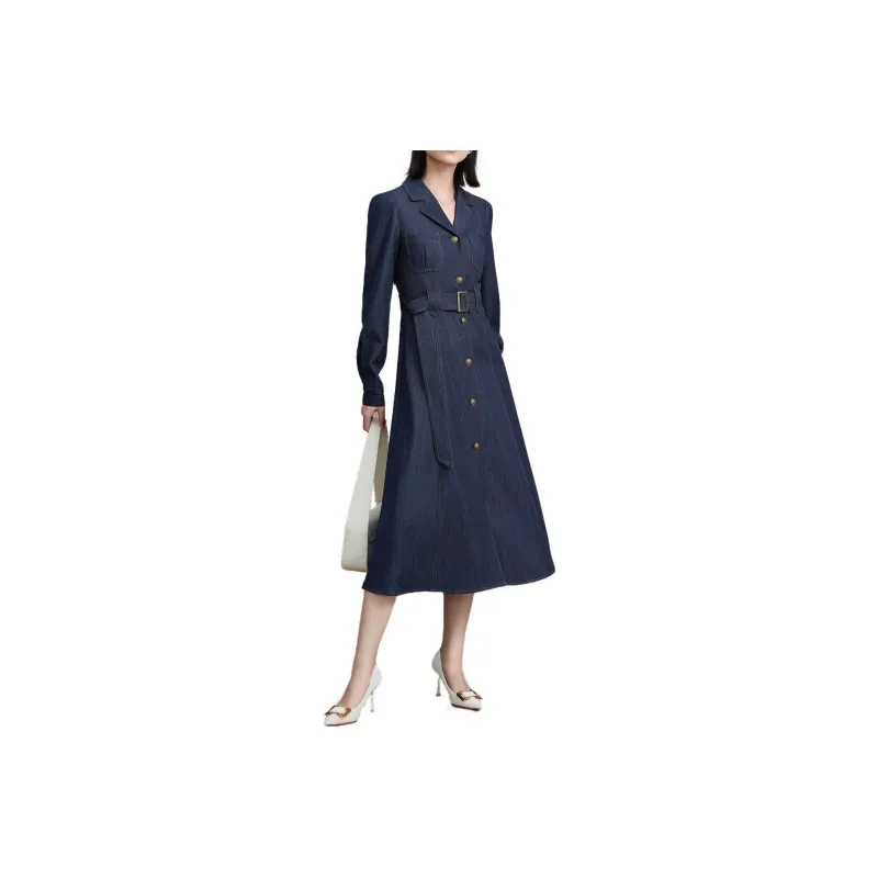 FINITY Long Sleeved Dresses Women's Denim Blue-0