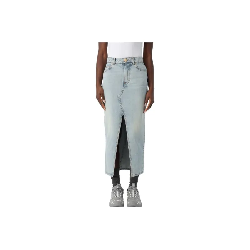 BALMAIN Denim Midi Skirt-0