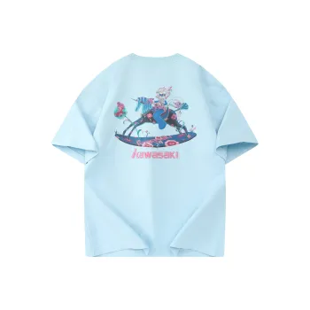 Kawasaki x SHENZHENYISHUJIAHUYUNFENGFENGZIMU LIANMINGKUAN T Shirt Unisex Sky Blue