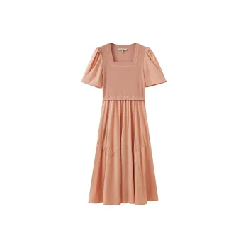 SHUIYUNJIAN Short Sleeved Dress Women's Dusty Pink