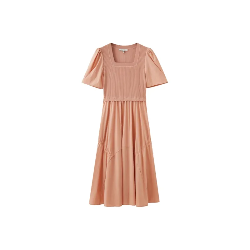 SHUIYUNJIAN Short Sleeved Dress Women's Dusty Pink-0