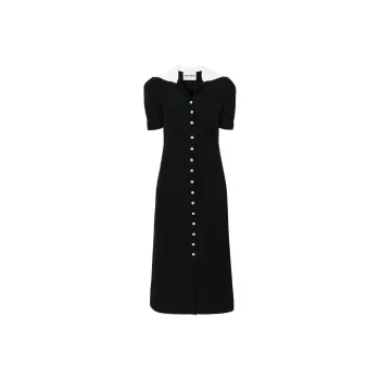 MIU MIU Embellished Short Sleeved Flared Dress