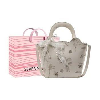SEVENMOONS PU Handbag Women's White/Light Blue/Coffee