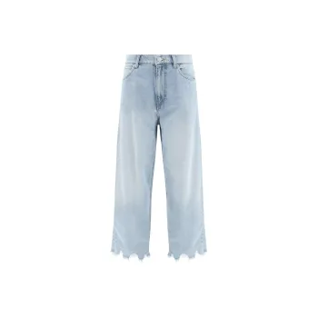 PINKO Estelle Egg Fringed Hem Detailed Wide Leg Jeans