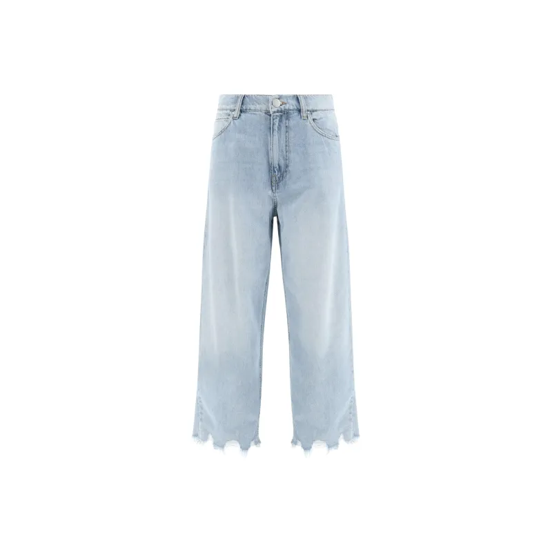 PINKO Estelle Egg Fringed Hem Detailed Wide Leg Jeans-0