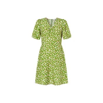 JZ Juzui Short Sleeved Dresses Women's Floral Grass Green