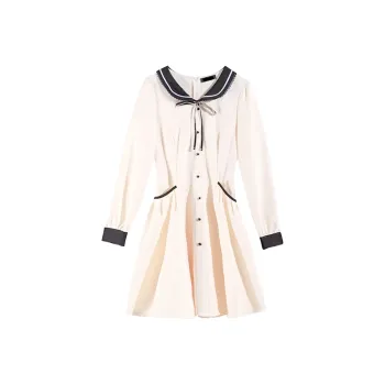 AFGGD Long Sleeved Dresses Women's Apricot