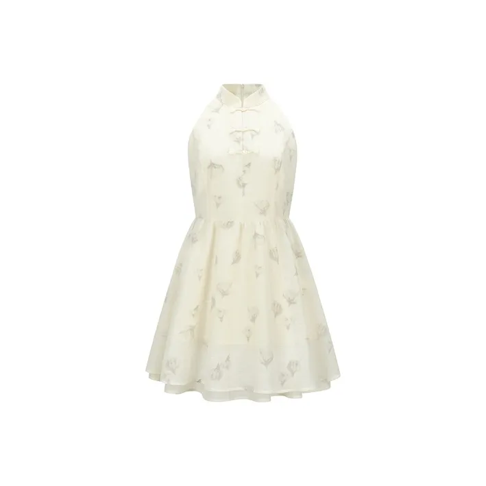 LEDIN Sleeveless Dress Women's Yellow Print-0