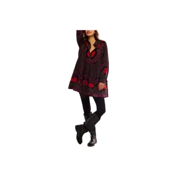 FREE PEOPLE Smell The Roses Mini Dress Long-Sleeved Dresses Women's Hot Night Combo