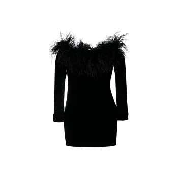 Alessandra Rich Wide Neck Velvet Mini Dress