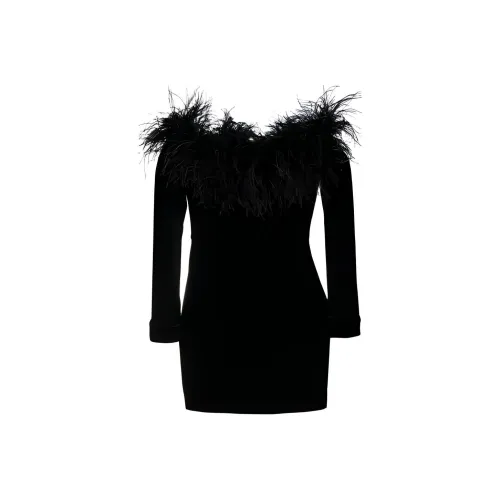 Alessandra Rich Wide Neck Velvet Mini Dress