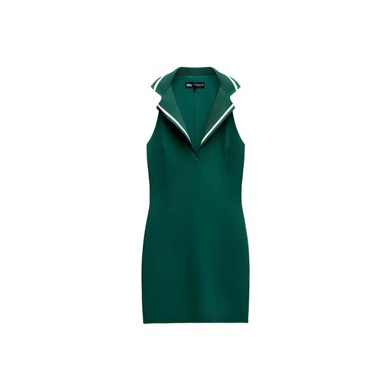 ZARA Sleeveless Dress Women's Dark Green-0