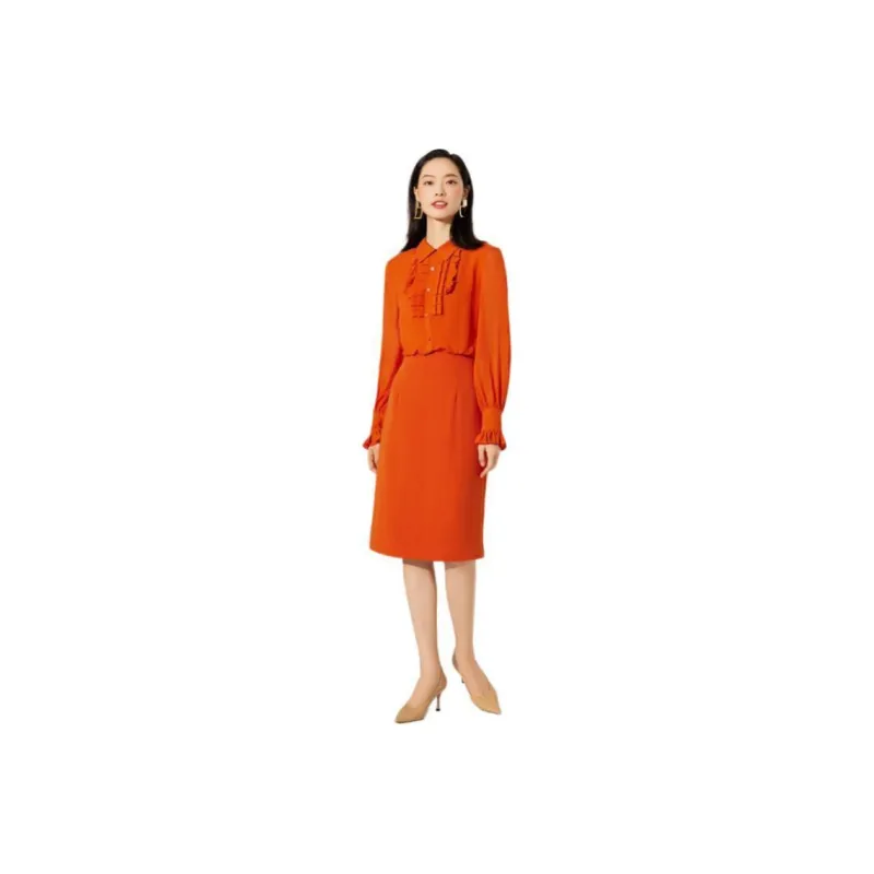 BBLLUUEE Short Sleeved Dress Women's Rimu Orange-0
