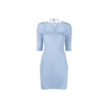 GANNI Short Sleeved Dresses Women's Blue