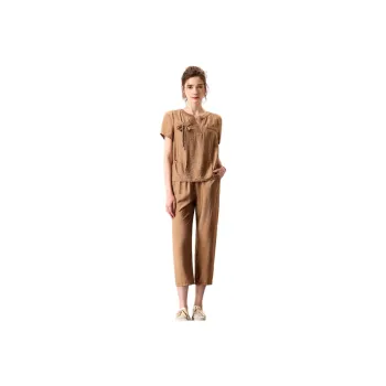 FENHONGMALI Casual Suit Women's Camel