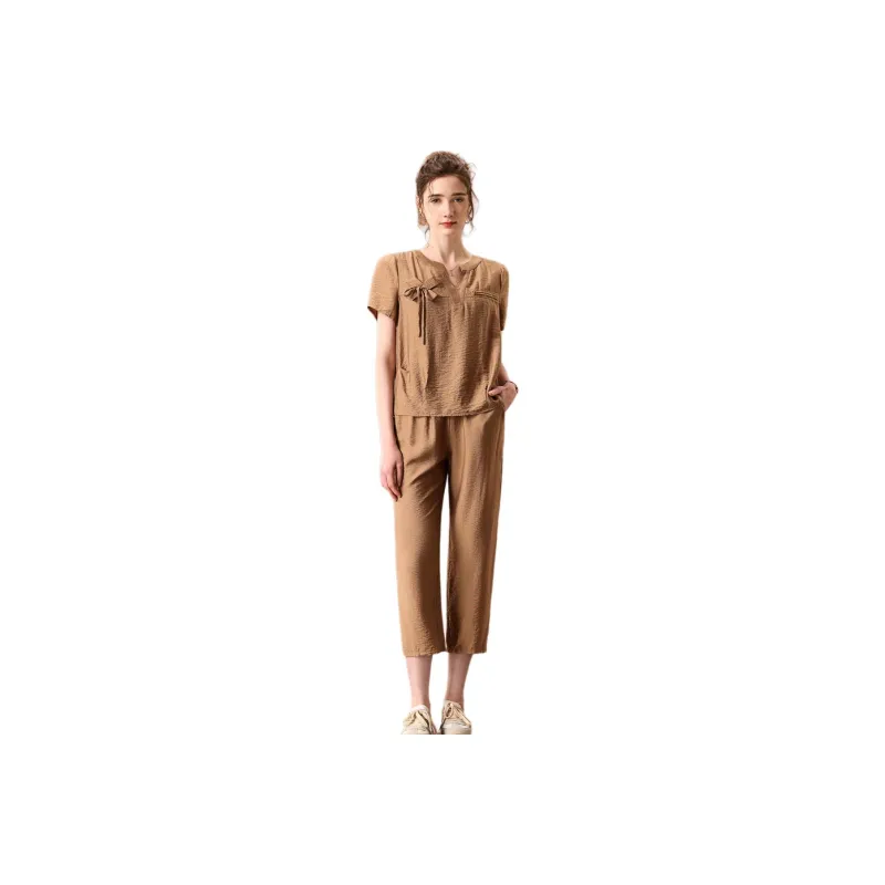 FENHONGMALI Casual Suit Women's Camel-0