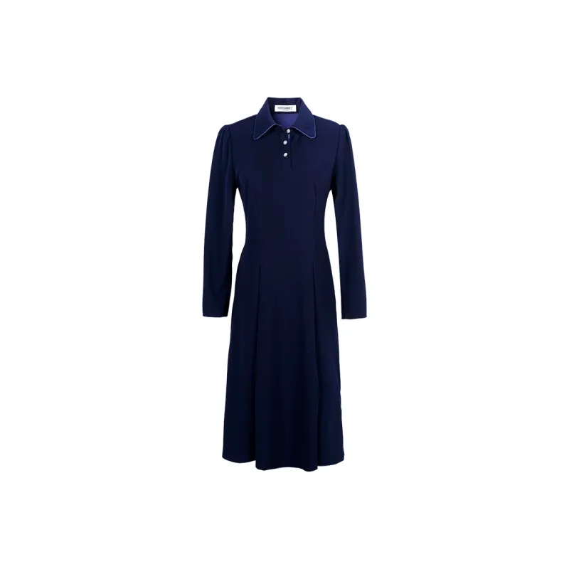MISSSHINE Long Sleeved Dresses Women's Navy Blue-0
