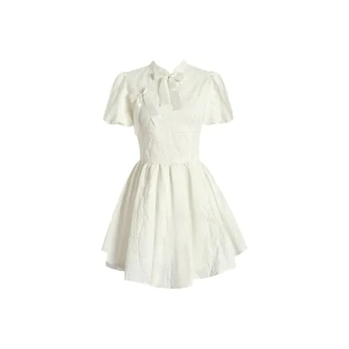 Icicofficial Short Sleeved Dress Women's Ecru