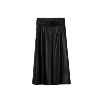 NancyCavally Leather Long Skirt Women's Black