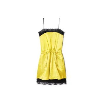 OFF-WHITE Lace-trim Duchess Satin Weave Minidress