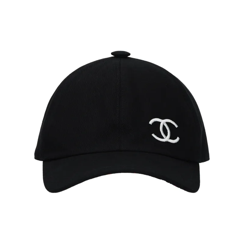 CHANEL Cotton Baseball Caps Women's Black-1