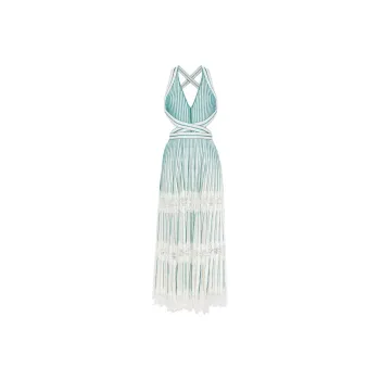 ELIE SAAB Lace detail Halterneck Maxi Dress
