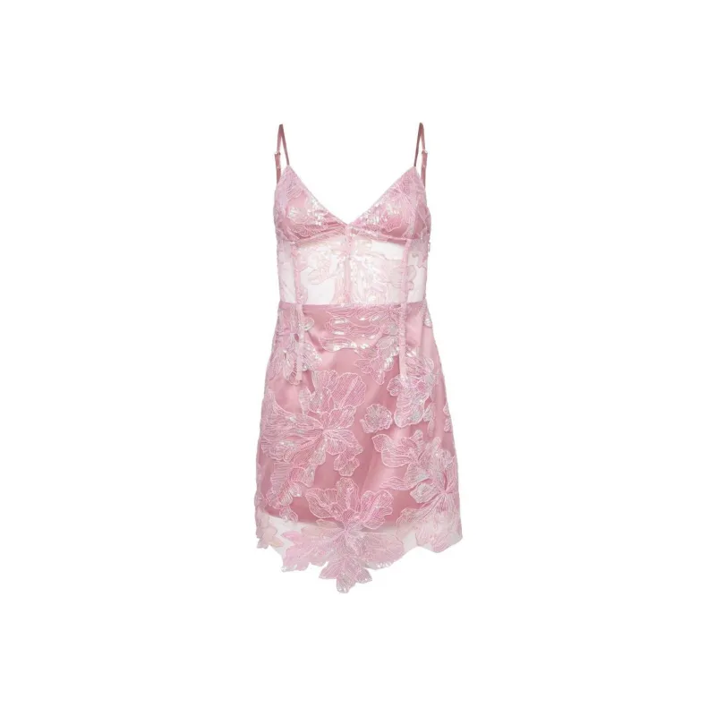 Fleur Du Mal Floral embroidered Sequinned Mini Dress-0