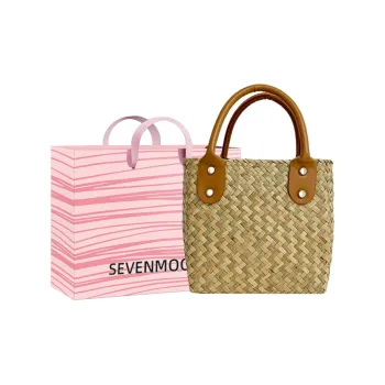 SEVENMOONS Straw Woven Handbag Women's Light/Dark Color