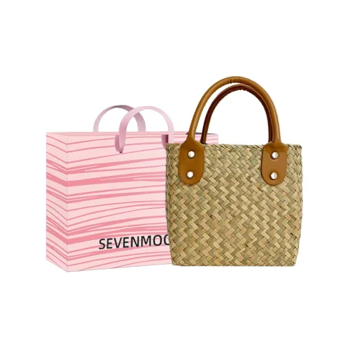 SEVENMOONS Straw Woven Handbag Women's Light/Dark Color