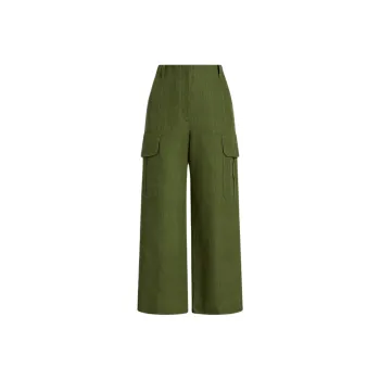 SCANLAN THEODORE Linen Cropped Cargo Cargo Pants Women's Forest/Forest Green