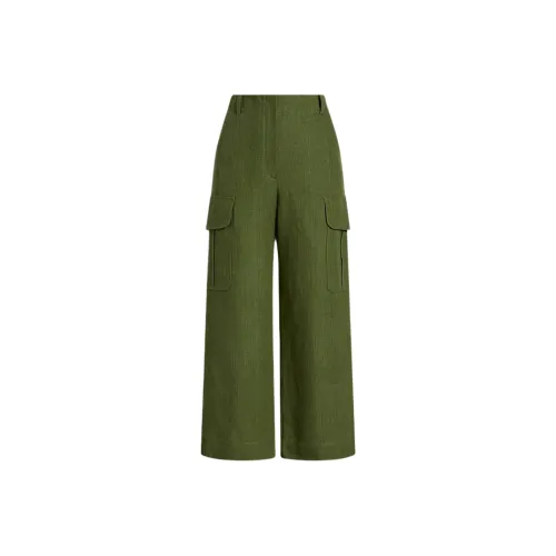 SCANLAN THEODORE Linen Cropped Cargo Cargo Pants Women's Forest/Forest Green