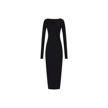 EMPORIO ARMANI Stretch Wool blend Midi Sheath Dress With Draping