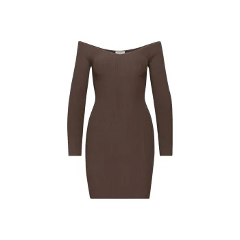 ARITZIA Babaton Sculpt Knit Eloquence Dress Long-Sleeved Dresses Women's Rich Mocha Brown