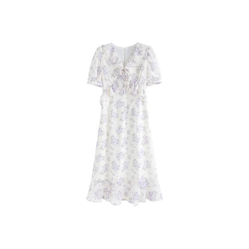 HUASJ Short Sleeved Dresses Women's Purple Rose-0